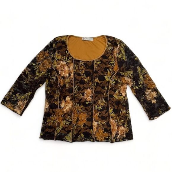 Dress Barn Fall Floral Lace Layered Top Size Large - Picture 13 of 13